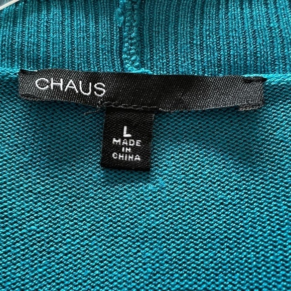 Blue Silk Blend Open Front Long Line Spring Cardigan Women's Size Large - Picture 4 of 9